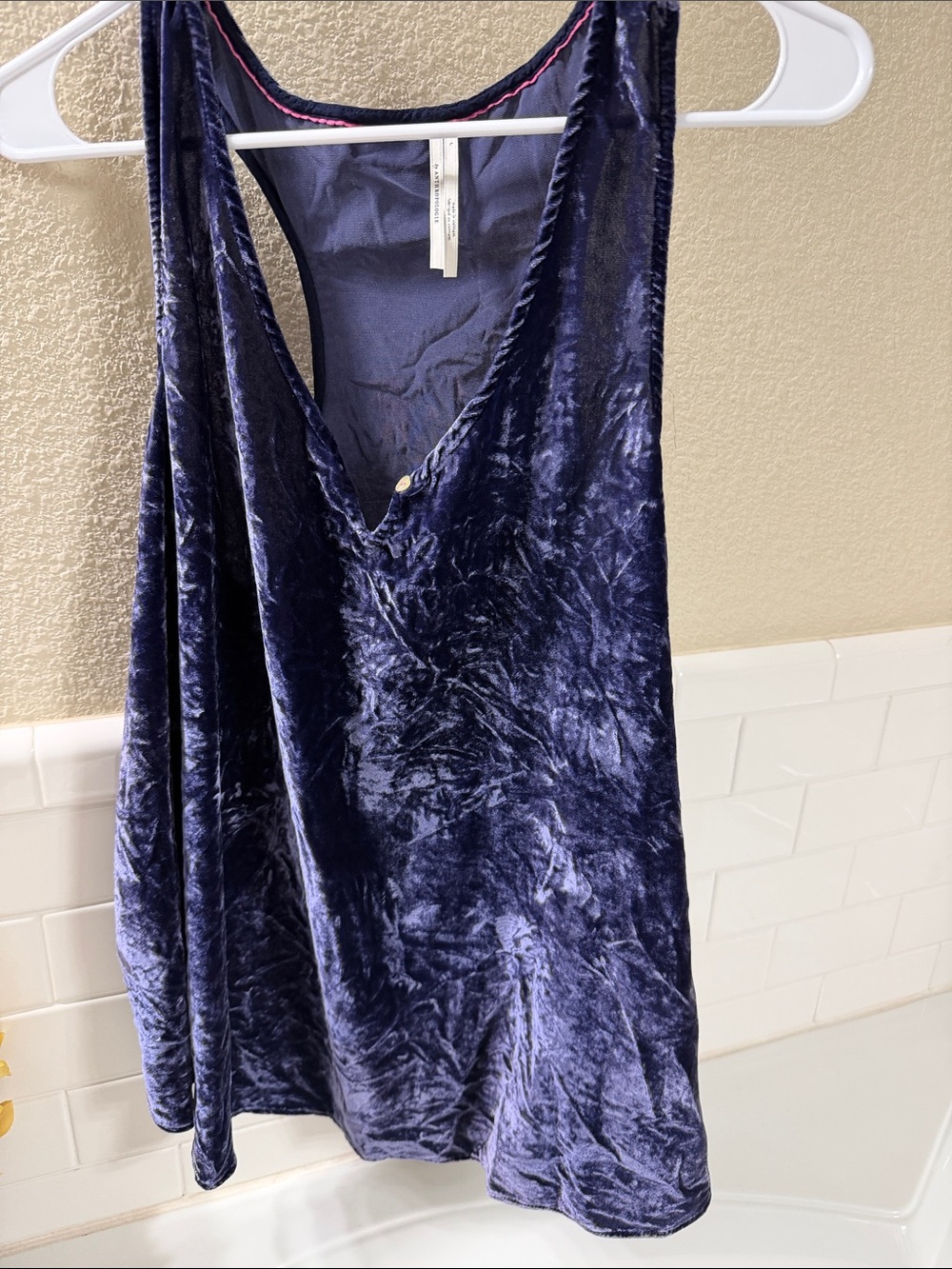 Anthropologie Crushed Velvet a line Tank. Excellent cond. size Large